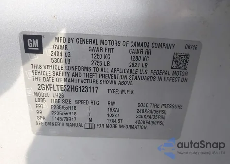 2017 GMC Terrain Sle-2 из США, поврежденный, VIN 2GKFLTE32H6123117